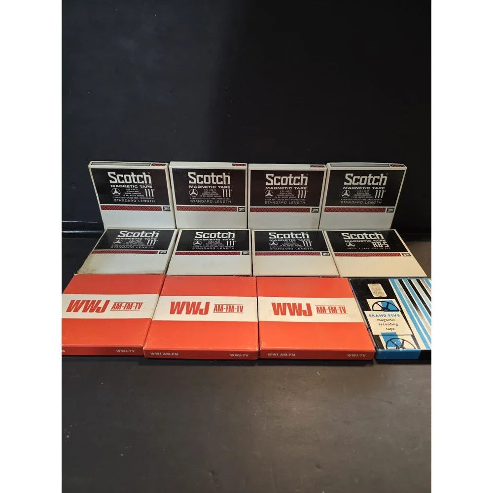 Vintage 5 Inch Reel To Reel Tape Lot 12 Tapes | Scotch 111 WWJ AM-FM-TV